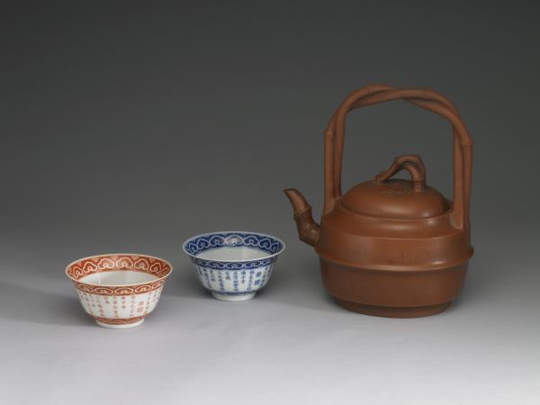 紫砂竹節提梁壺