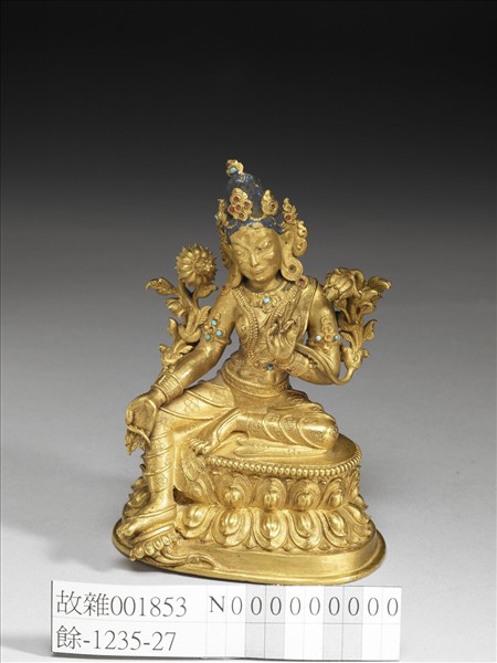 銅鎏金綠度母像