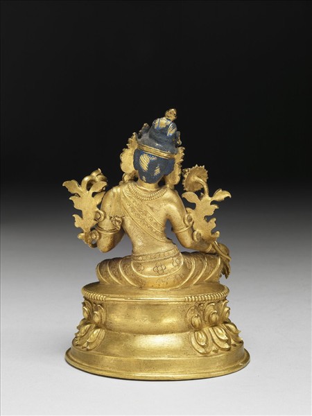 銅鎏金綠度母像