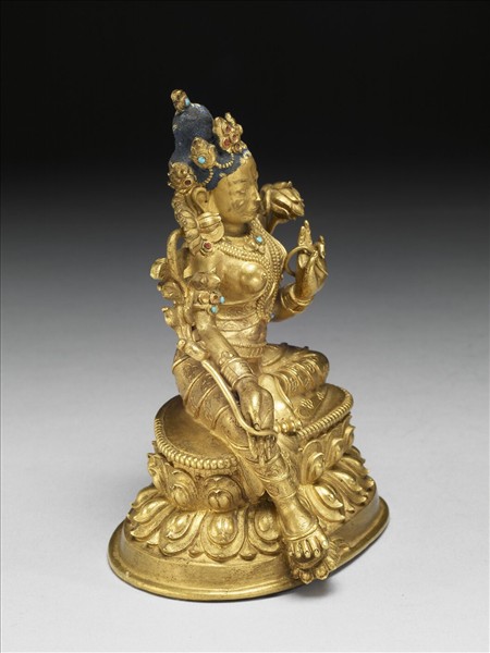 銅鎏金綠度母像