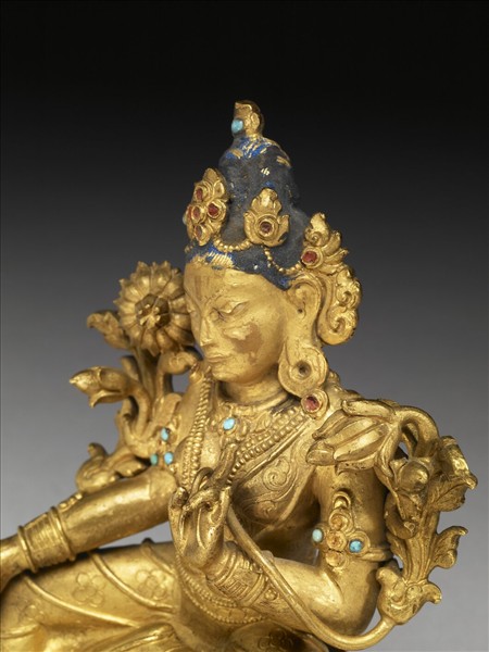 銅鎏金綠度母像