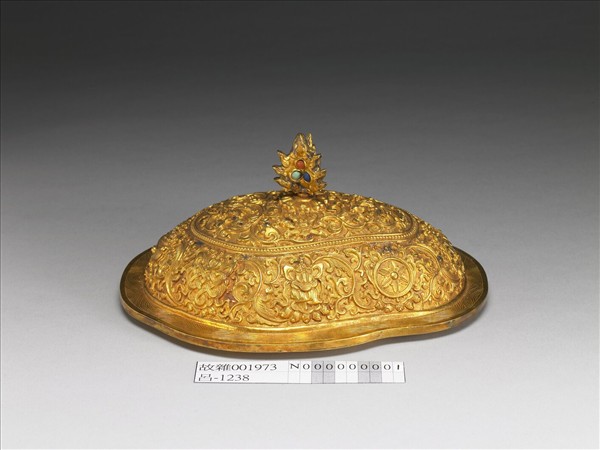 銅鍍金嵌寶石蓋