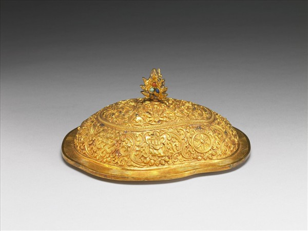 銅鍍金嵌寶石蓋