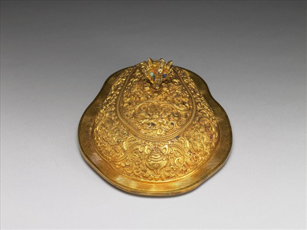 銅鍍金嵌寶石蓋