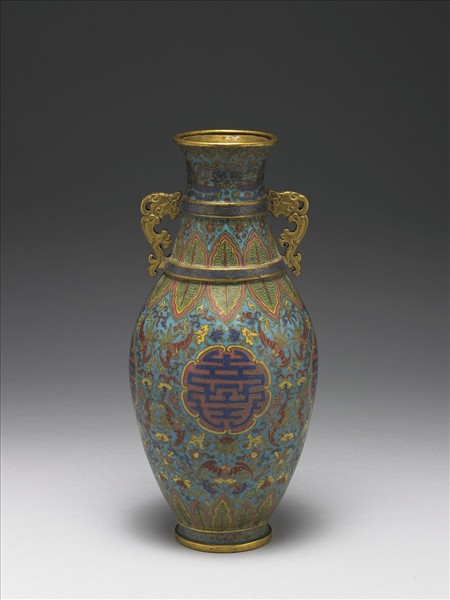 掐絲琺瑯雙耳瓶