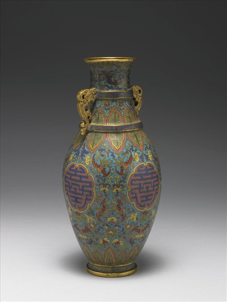 掐絲琺瑯雙耳瓶