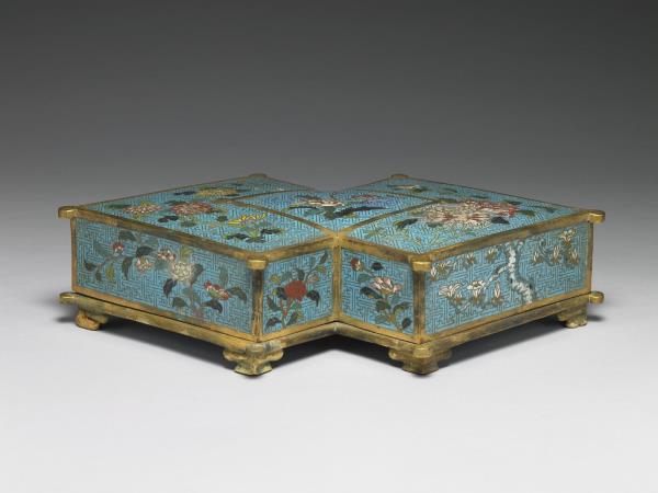 掐絲琺瑯方勝盒