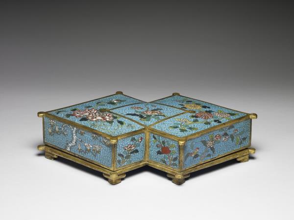 掐絲琺瑯方勝式盒