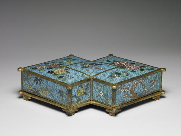 掐絲琺瑯方勝式盒