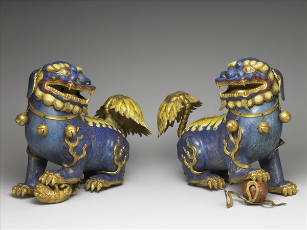 掐絲琺瑯獅子（一對）