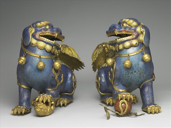 掐絲琺瑯獅子（一對）