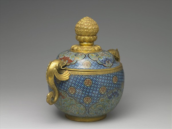 掐絲琺瑯雙魚耳蓋罐