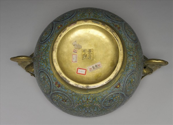 掐絲琺瑯雙魚耳蓋罐