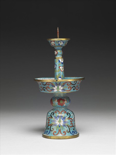 掐絲琺瑯花卉紋五供（燭台）