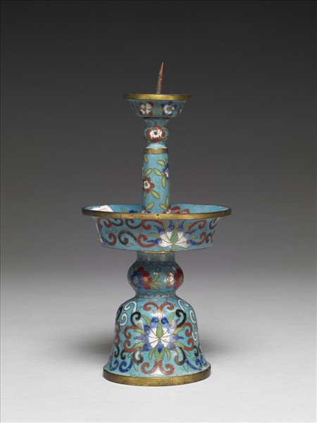 掐絲琺瑯花卉紋五供（燭台）