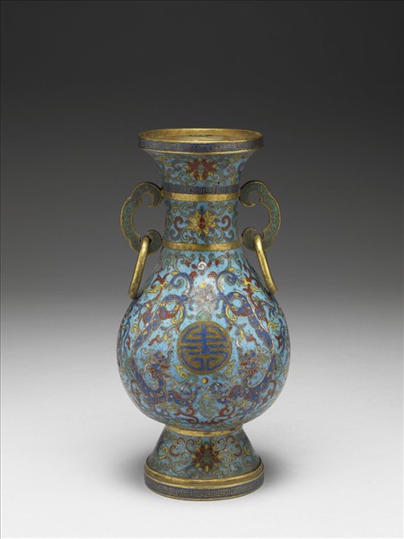 掐絲琺瑯雙龍拱壽瓶（五供）