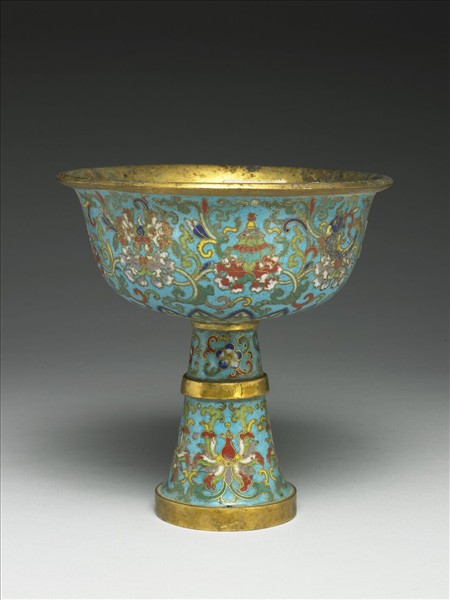 掐絲琺瑯八吉祥靶碗