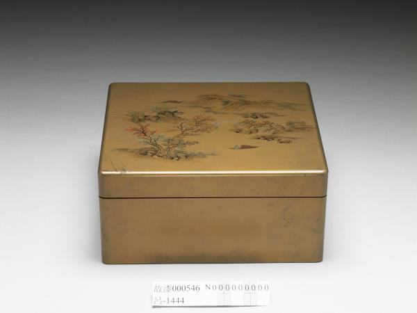 金漆彩繪山水人物長方盒