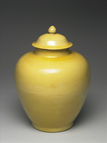 黃釉蓋罐