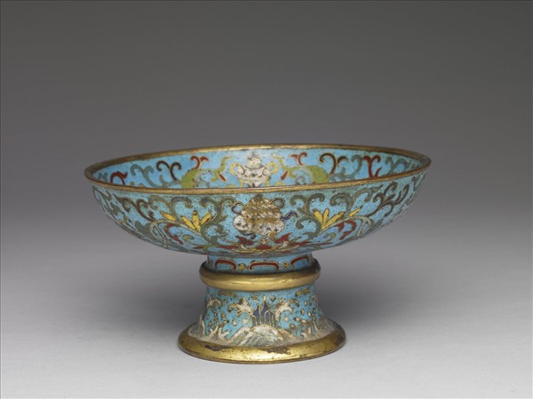 掐絲琺瑯蓮托八吉祥高足盤