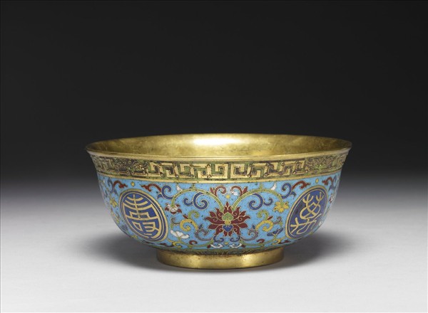 掐絲琺瑯萬壽無疆碗