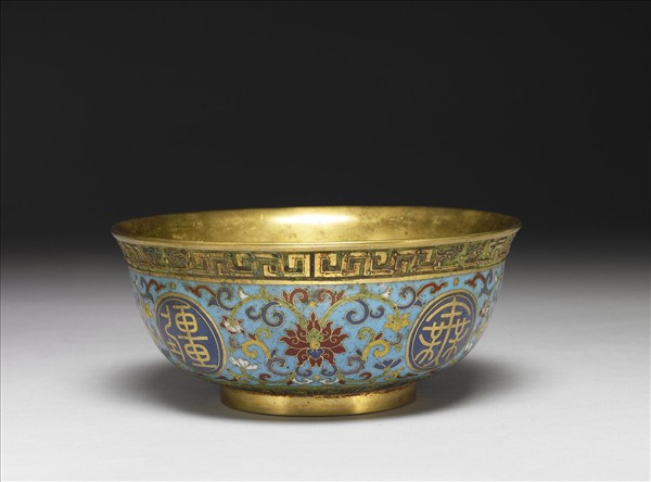 掐絲琺瑯萬壽無疆碗