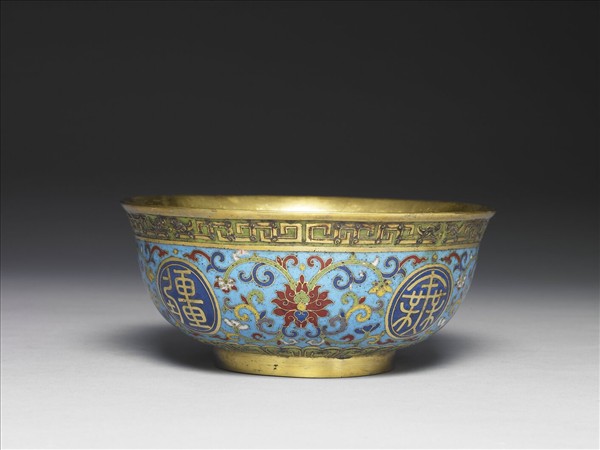 掐絲琺瑯萬壽無疆碗