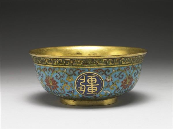 掐絲琺瑯萬壽無疆碗