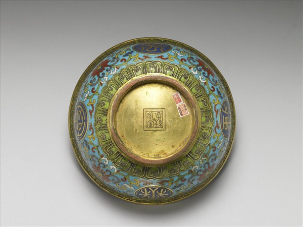 掐絲琺瑯萬壽無疆碗