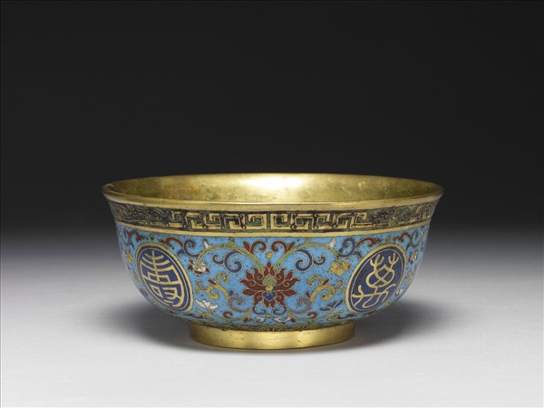 掐絲琺瑯萬壽無疆碗