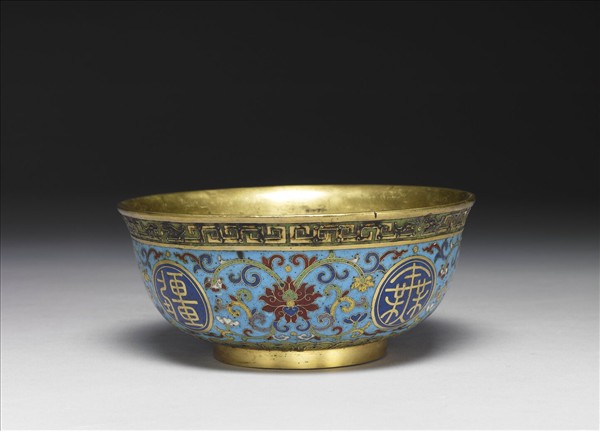 掐絲琺瑯萬壽無疆碗