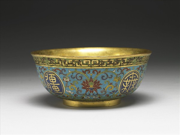 掐絲琺瑯萬壽無疆碗