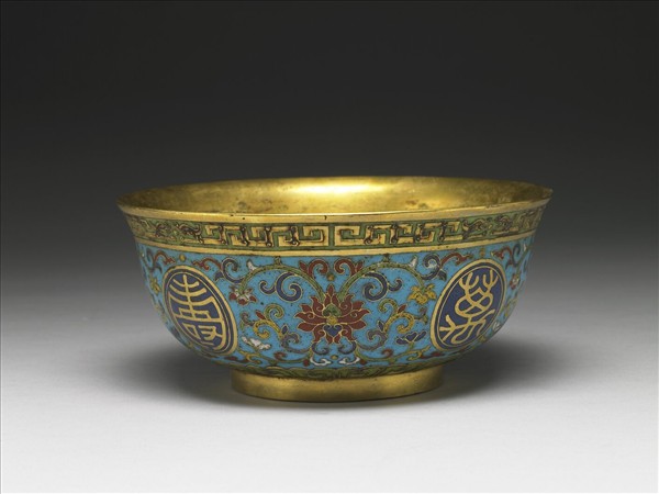 掐絲琺瑯萬壽無疆碗