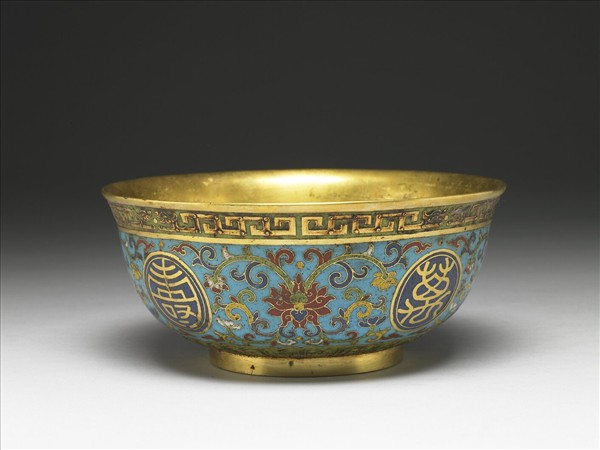 掐絲琺瑯萬壽無疆碗