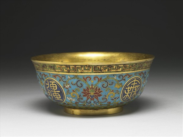 掐絲琺瑯萬壽無疆碗