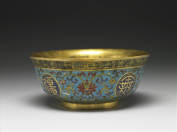 掐絲琺瑯萬壽無疆碗