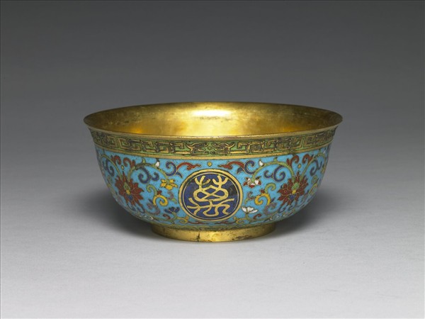 掐絲琺瑯萬壽無疆碗