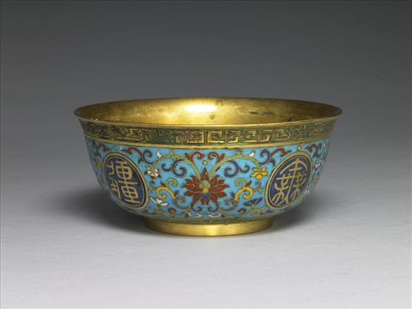 掐絲琺瑯萬壽無疆碗