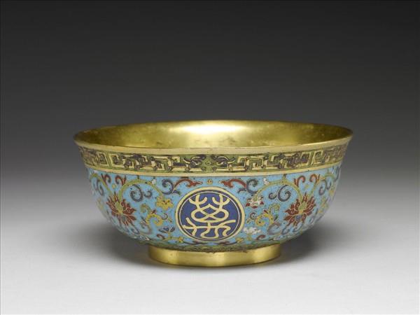 掐絲琺瑯萬壽無疆碗