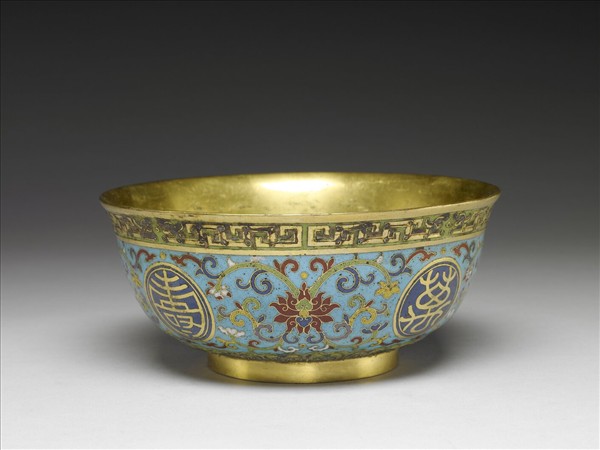 掐絲琺瑯萬壽無疆碗