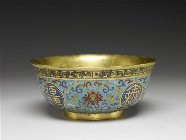 掐絲琺瑯萬壽無疆碗