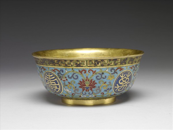 掐絲琺瑯萬壽無疆碗