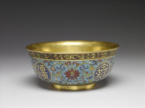 掐絲琺瑯萬壽無疆碗