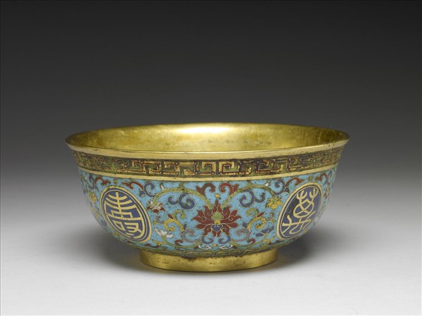 掐絲琺瑯萬壽無疆碗