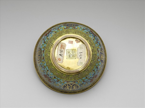 掐絲琺瑯萬壽無疆碗