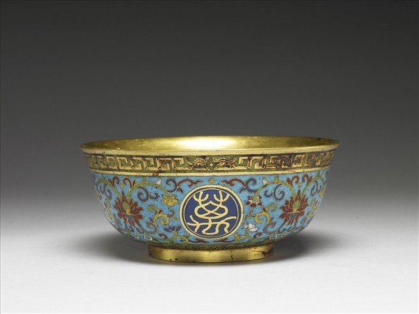 掐絲琺瑯萬壽無疆碗