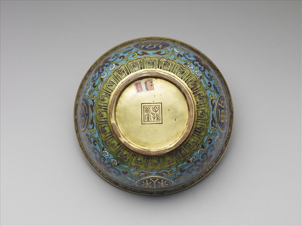 掐絲琺瑯萬壽無疆碗