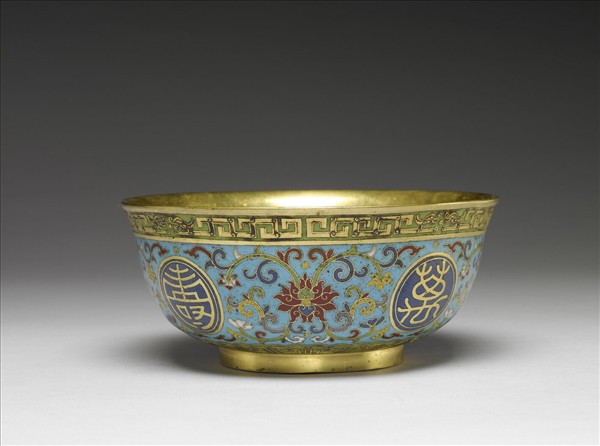 掐絲琺瑯萬壽無疆碗