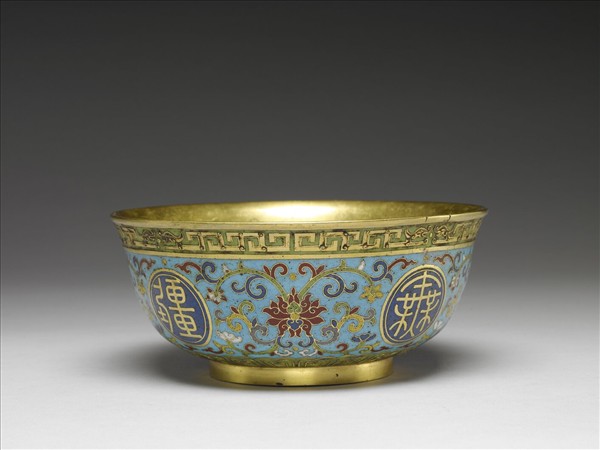 掐絲琺瑯萬壽無疆碗