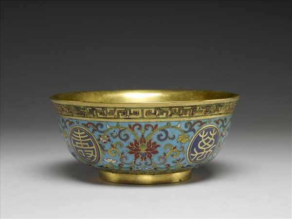 掐絲琺瑯萬壽無疆碗